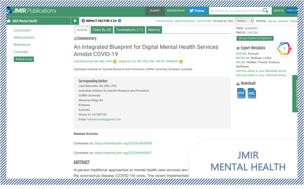 An Integrated Blueprint for Digital Mental Health Services Amidst COVID-19